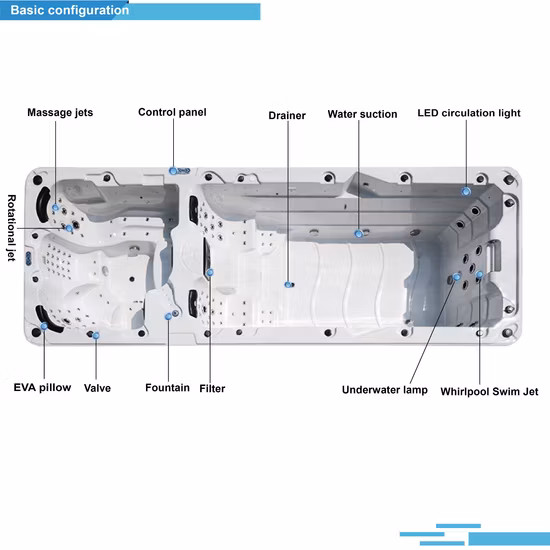 Sunrans Zona dual Ozono Jet Pool Hydro Whirlpool SPA Masaje Natación al aire libre SPA