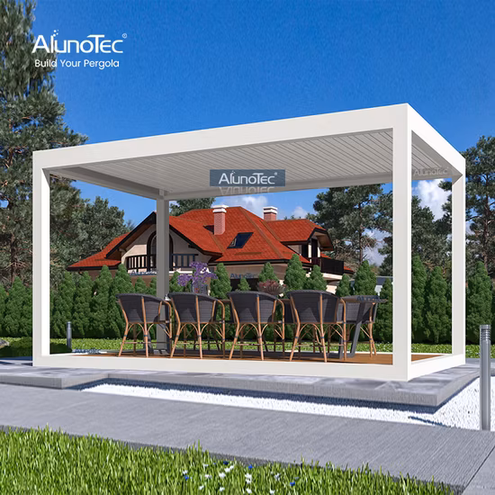 Diseño de pérgola impermeable de lujo, arco automático de SPA, lumbrera de aluminio, toldo de techo, techo, Patio, pabellón, pérgolas, tienda, muebles de jardín al aire libre, Gazebo