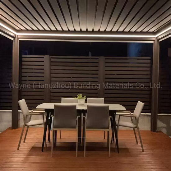 Jardín al aire libre SPA impermeable Toldo de aluminio Patio abierto eléctrico Techo Pérgola con persianas Gazebo de control remoto con parasol retráctil