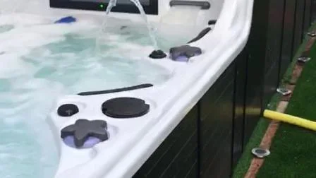 Sunrans 8m Hidroterapia sin fin Zona dual Ejercicio al aire libre Bañera de hidromasaje grande Spa de natación en la piscina del patio trasero