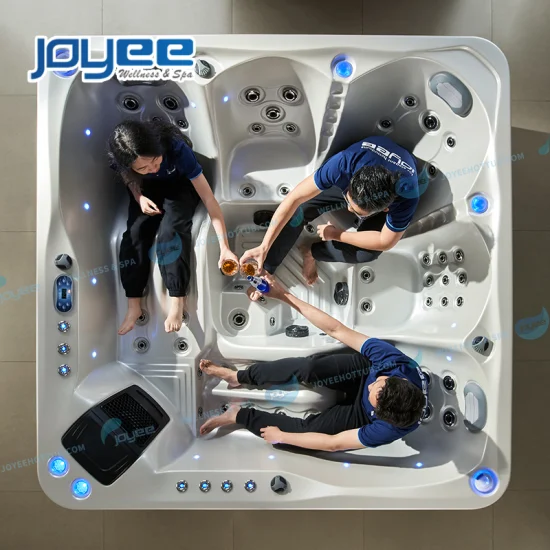 Joyee Luxury - Bañera de hidromasaje independiente de acrílico para patio trasero para 5 personas, uso frío en invierno, bañera de SPA al aire libre